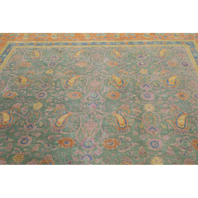 Tapis floral motif persan Tabriz noué à la main 9 x 13