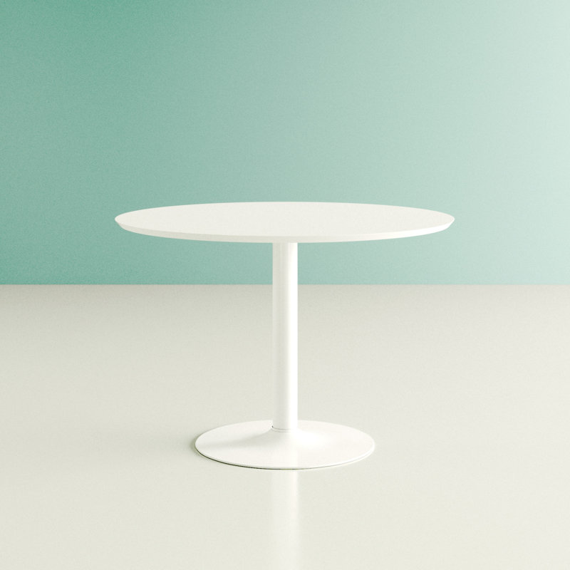 Bettie Round Metal Base Dining Table, White, White