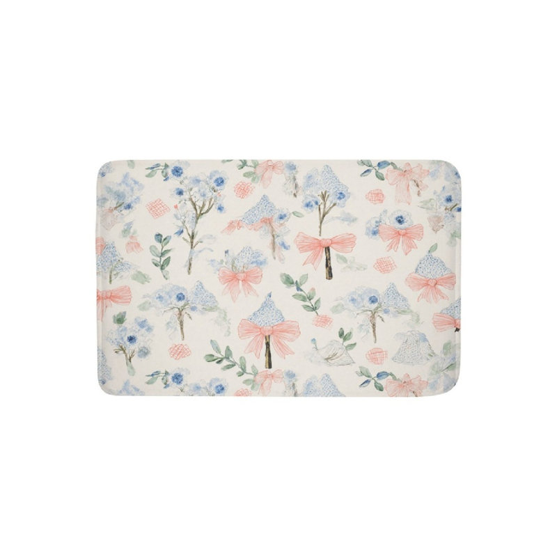Tapis de bain en peluche rose clair et bleu clair, 36 x 24