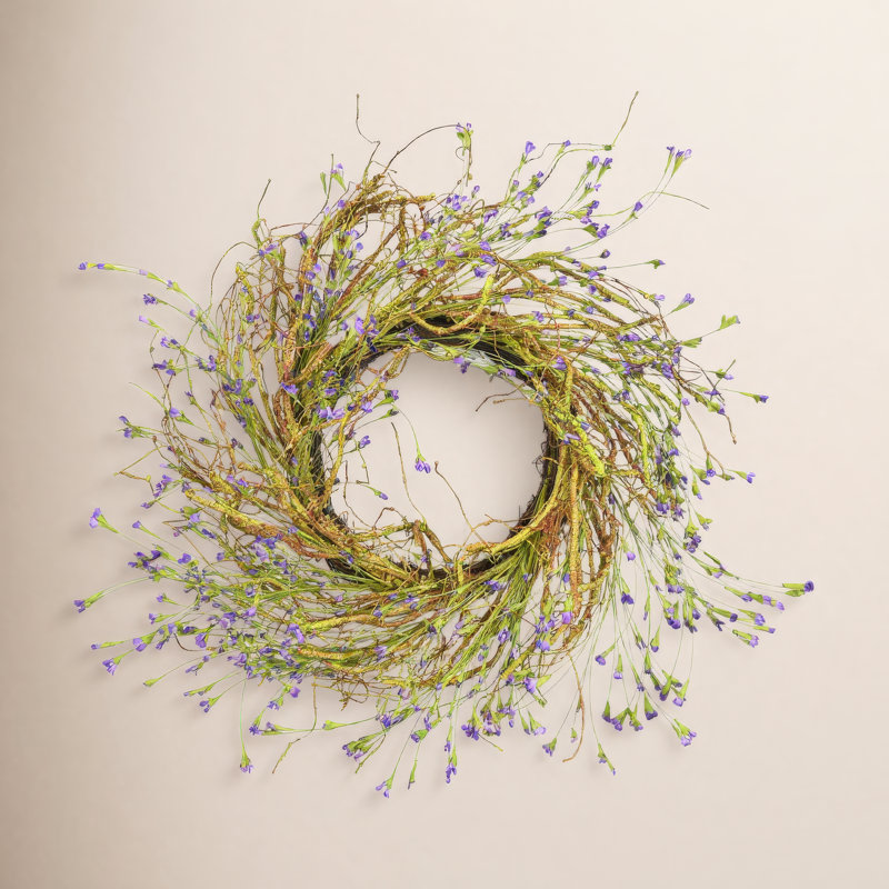 26" Wildflower Spring Front Door Wreath, Purple