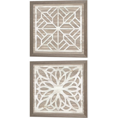 «Geo Greige Deco» par Cindy Jacobs, art sur toile (ensemble de 2)