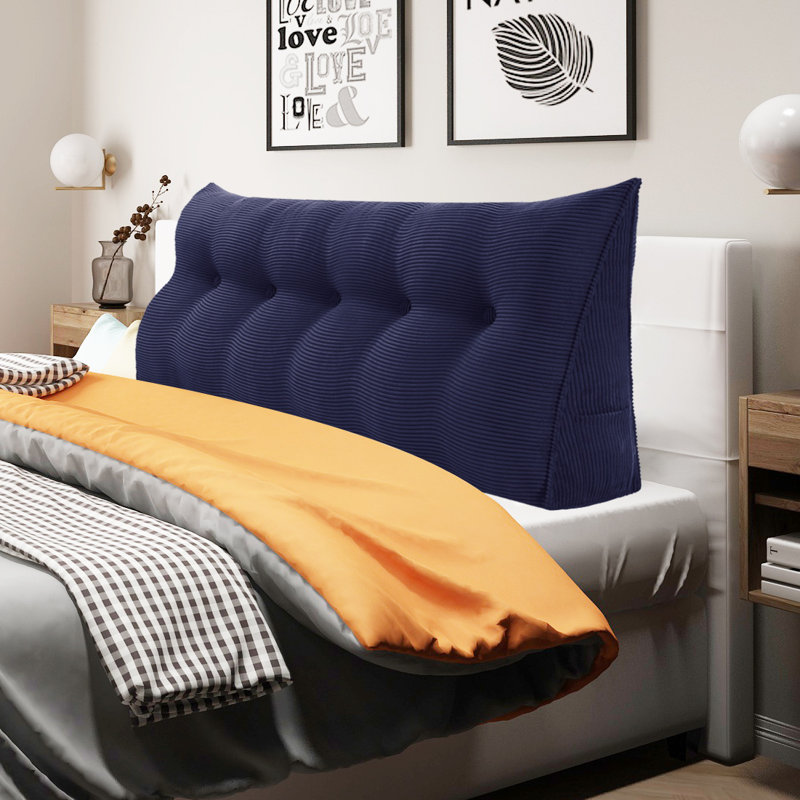 Coussin de lecture Sit-up Back Comfort 100% coton velours côtelé, Grand, Bleu foncé