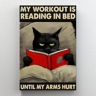 «Reading In Bed», reproduction d'art graphique sur toile tendue 1 pièce