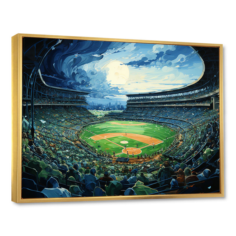 Stadium Echoes Of Victory sur toile, H 34 po x l 44 po x P 1,5 po, Cadre flottant doré