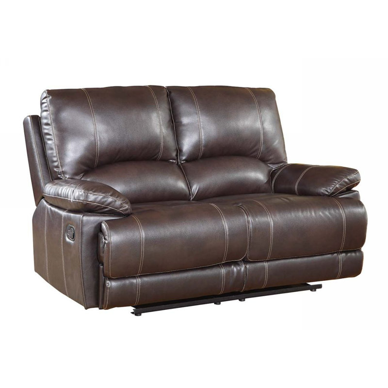 Causeuse inclinable manuelle en similicuir de 65 po et 65 po Hegarty, Brun