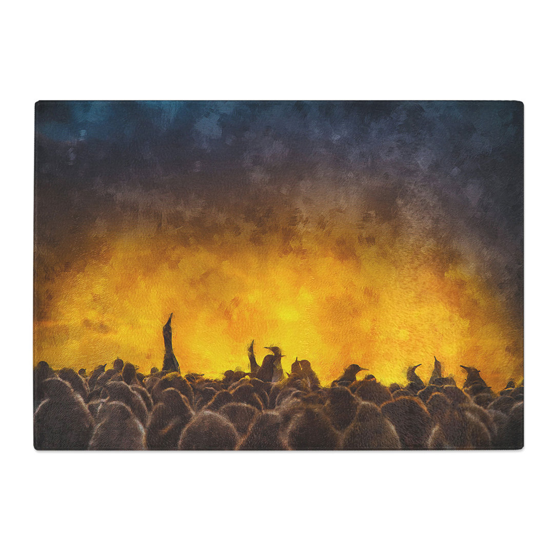 Tempered Glass King Penguins & Orange Sunset Chopping Board