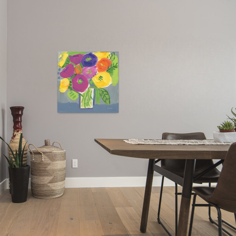 Bouquet contemporain coloré avec art coloré vif, H 24 po x l 24 po