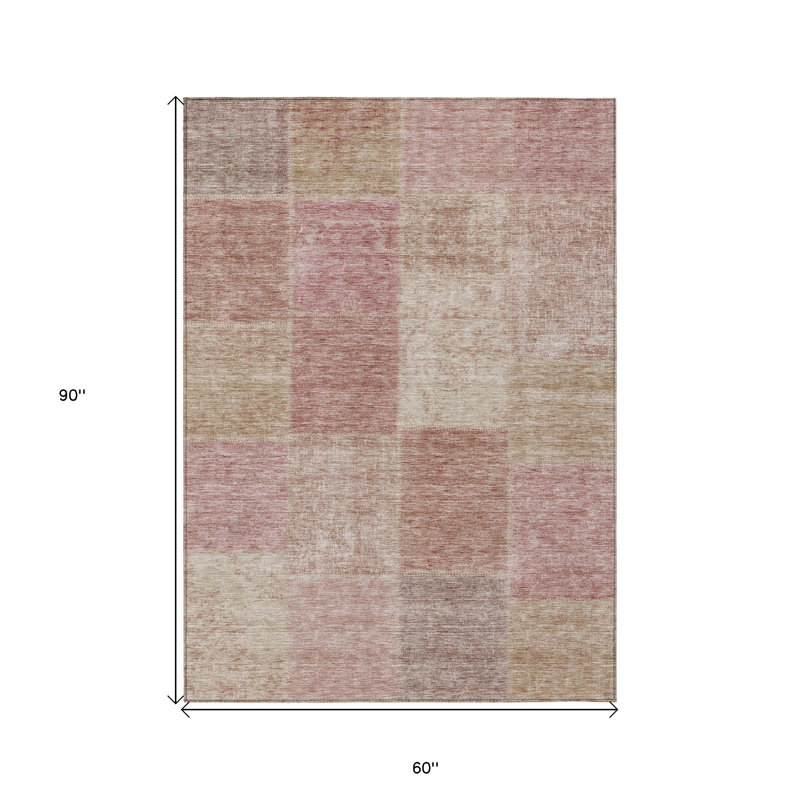 Tapis intérieur lavable patchwork 5 pi x 8 pi rose et mauve