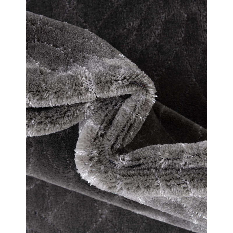 Tapis à motif géométrique gris / ivoire Glitzy, Rectangle 3 pi 1 po x 5 pi 3 po