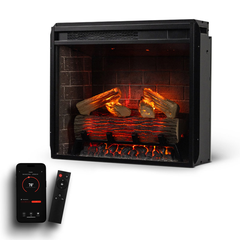 Uptown 23.96" Infrared Electric Fireplace Insert Heater - Brick Background, 20.16" H x 23.96" W x 8.19" D