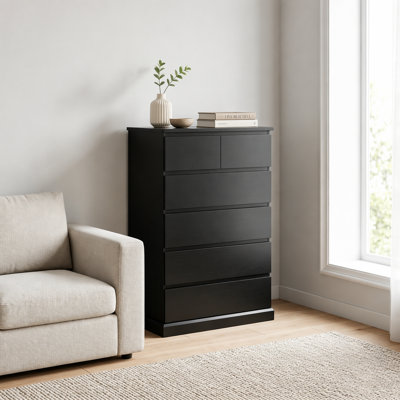 6 Drawers Dresser for Bedroom, Tall Dresser for Bedroom, Modern Chest of Drawers with Concealed Handles, Vertical Wood Storage Cabinet for Bedroom, Li