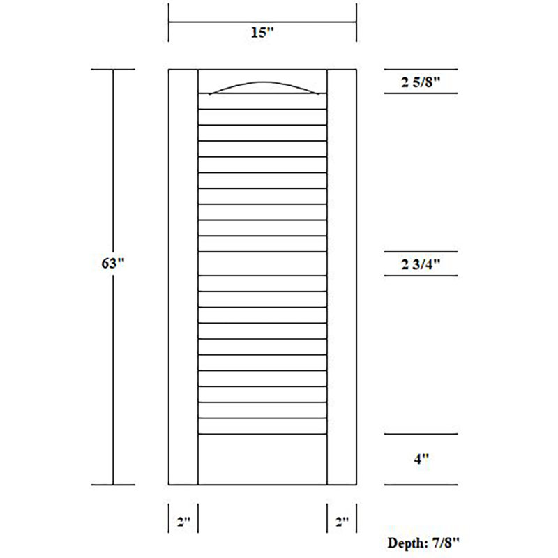 Premier White Polypropylene Louvered Exterior Shutters, 15" x 63"
