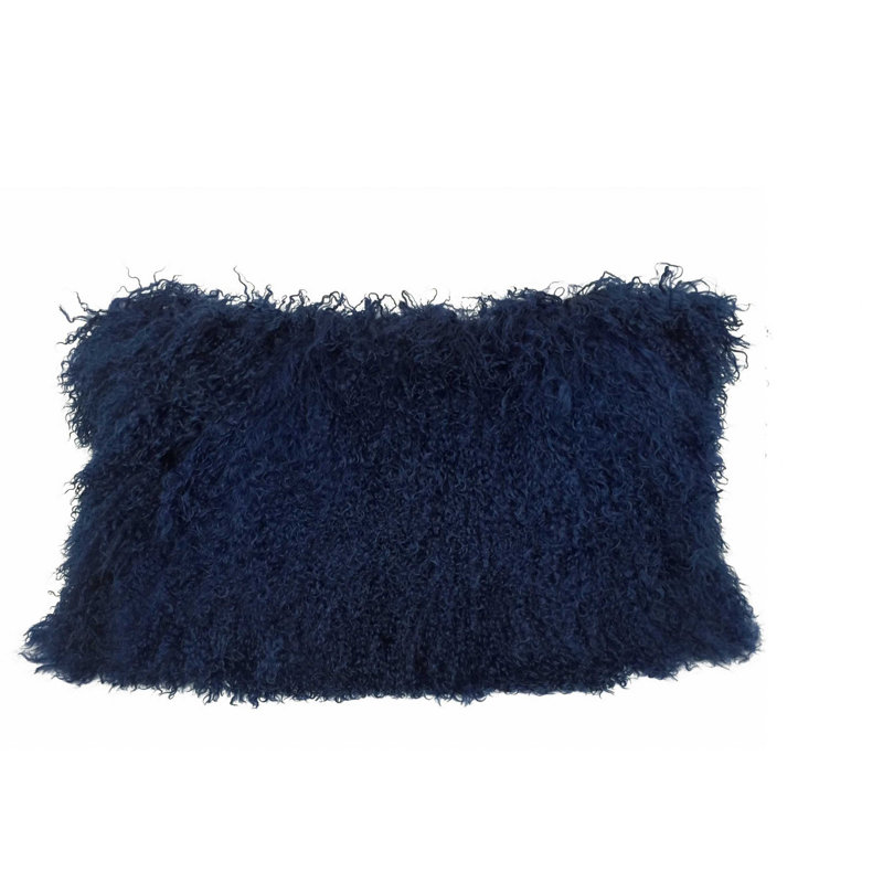 15" X 25" Lambswool Down Throw Pillow, Navy Blue, 15" X 25"