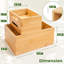 Boîte de rangement empilable en bambou (3 pièces), grand bac de rangement, boîtes en bois, contenants de rangement en bambou