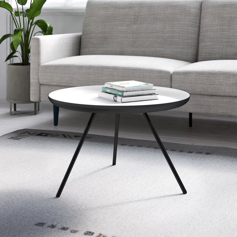 Albinca Round Metal Coffee Table - White & Black