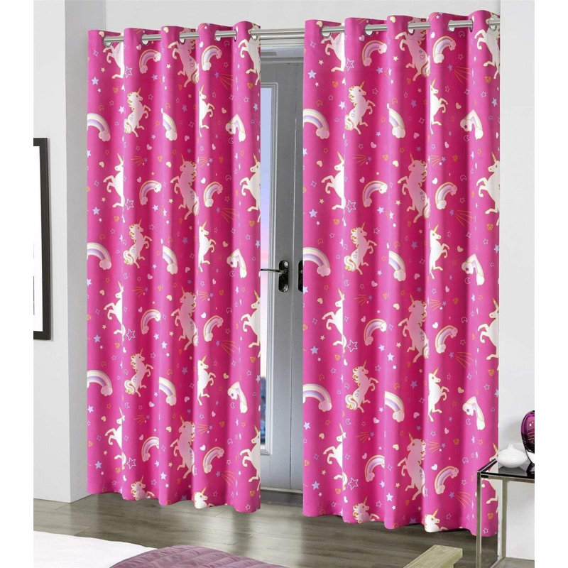 Blackout Curtain Panel Pair, Pink, 137cm Width x 116cm Drop