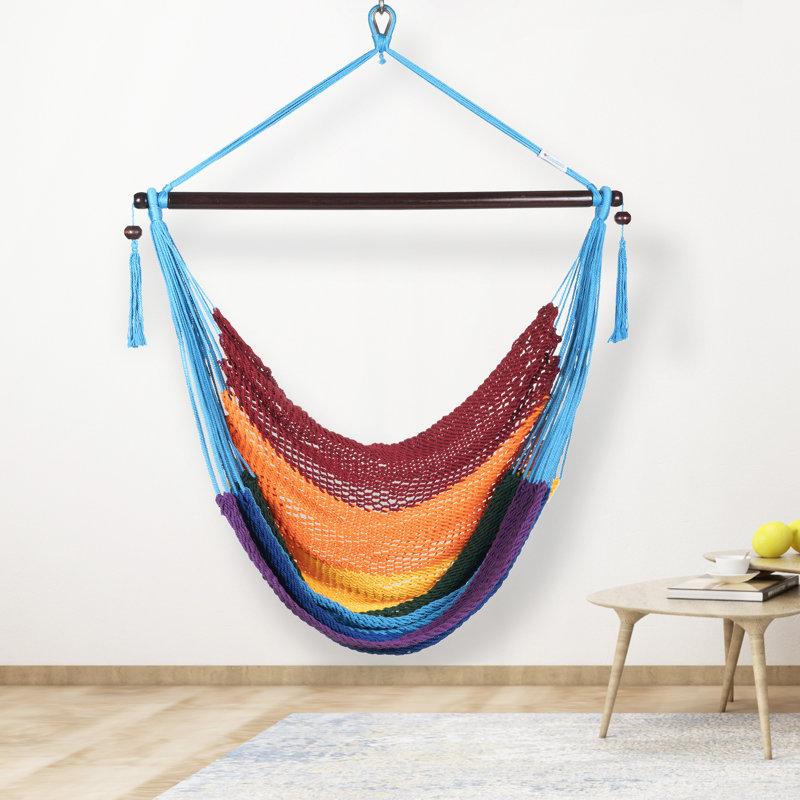 Chaise hamac suspendue en corde de polyester Plummer Soft-Spun, Arc-en-ciel
