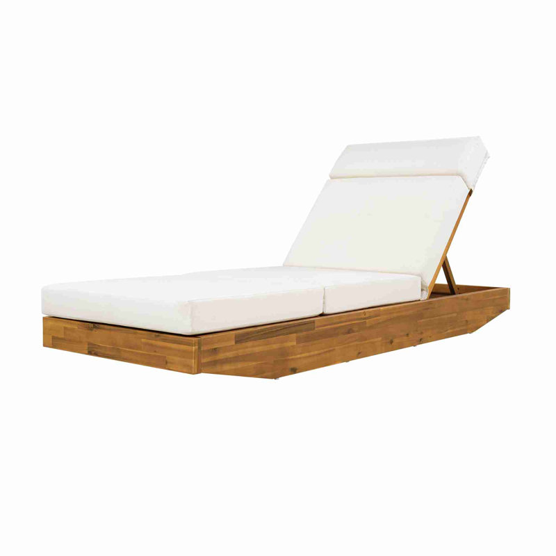 Outdoor Recliner with Water-Resistant Lounge Cushion, Cream