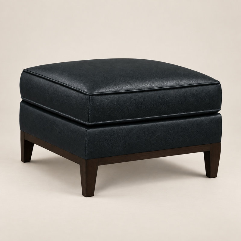 Soho Heirloom Quality Ottoman in Buttery Soft 100% Top Grain Leather, Made to Order, Amadeus Sapphire