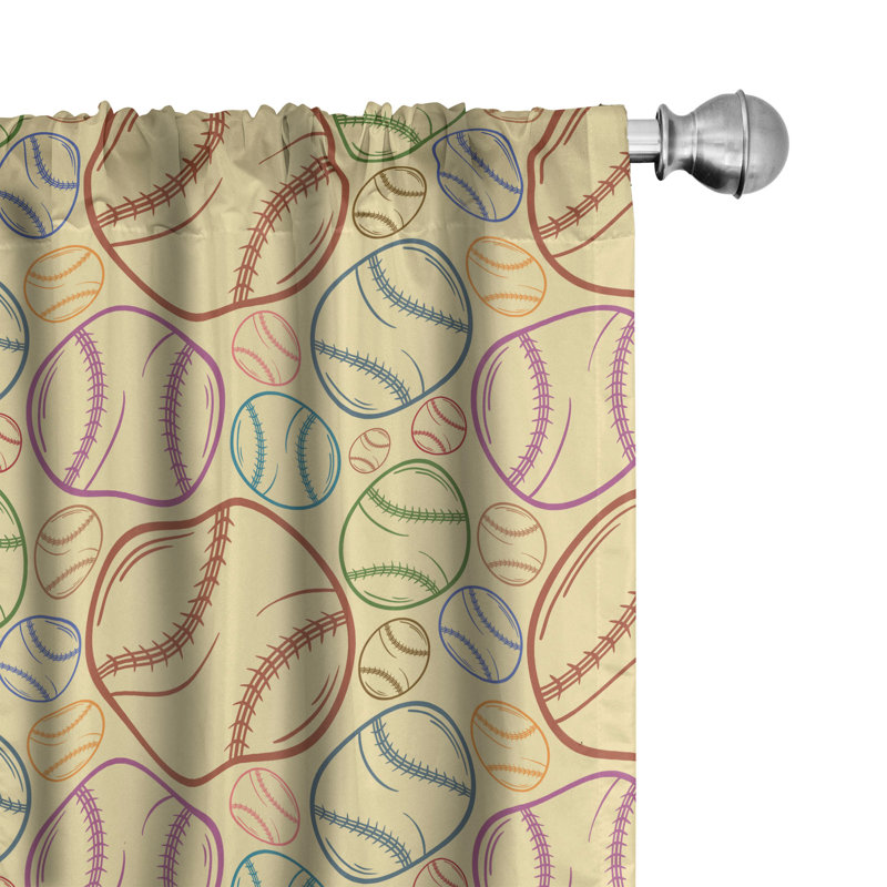 Baseball Semi-Sheer Rod Pocket Sliding Panel, 28" x 63"