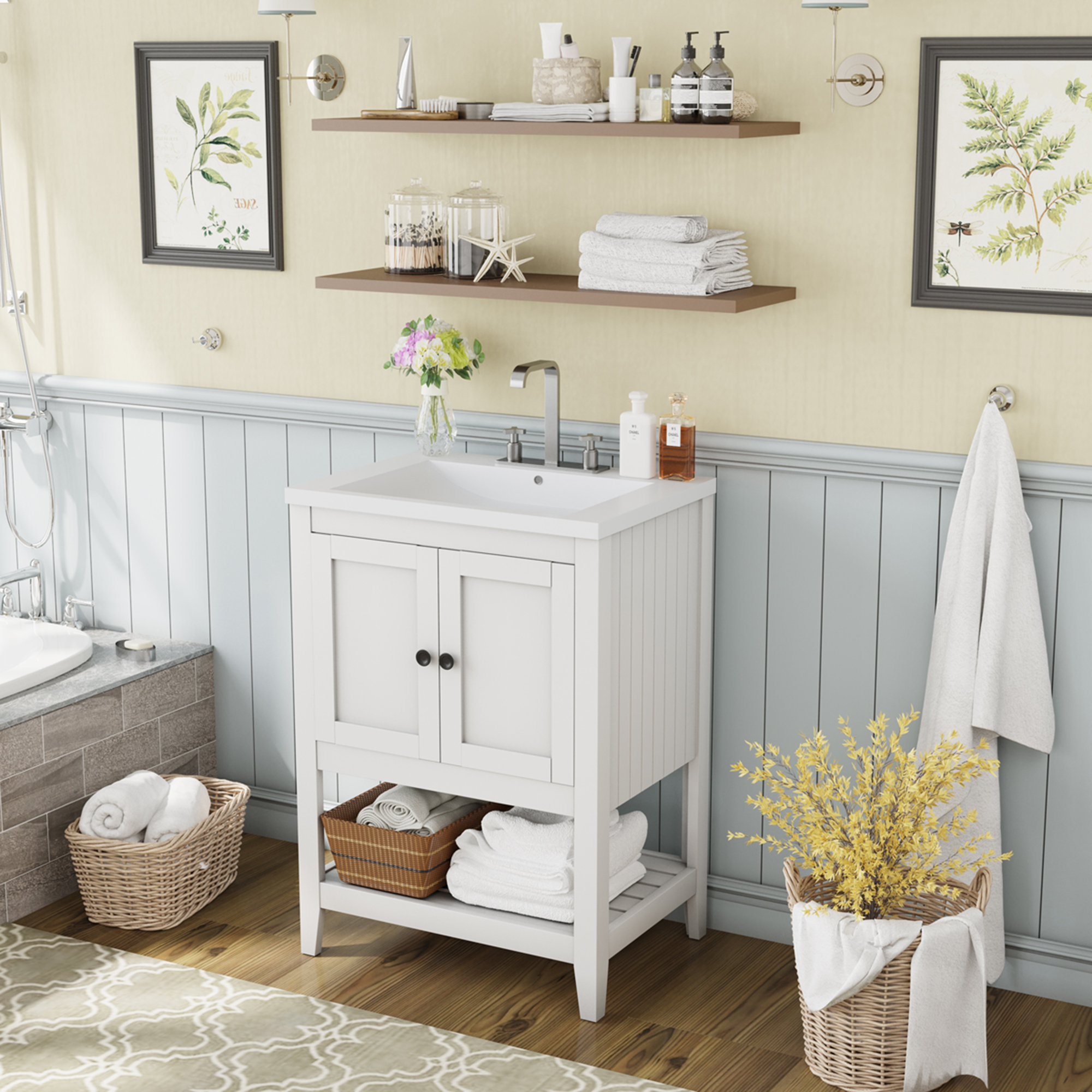 Ronning 30 Bathroom Vanity with Single Sink-Combination Under Counter Sink and Storage Cabinet Vanity Winston Porter Base Finish: White