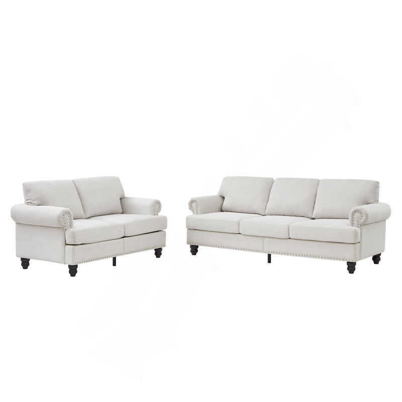 Canapé en tissu moderne rembourré en polyester, Beige