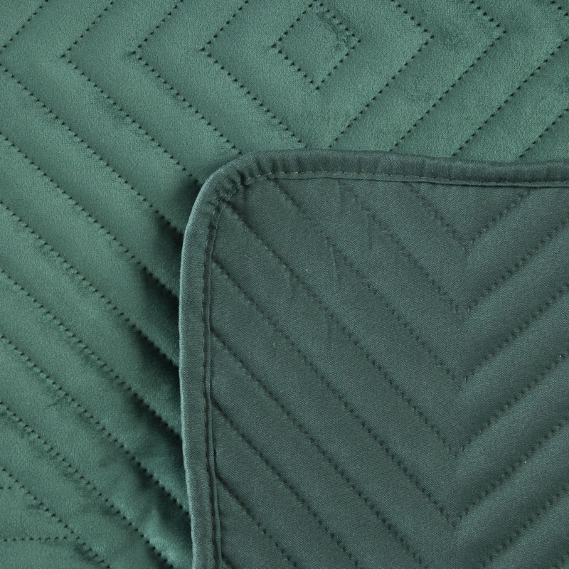 Garan Polyester Geometric Shapes Bedspread, 230 x 260 cm, Dark Green