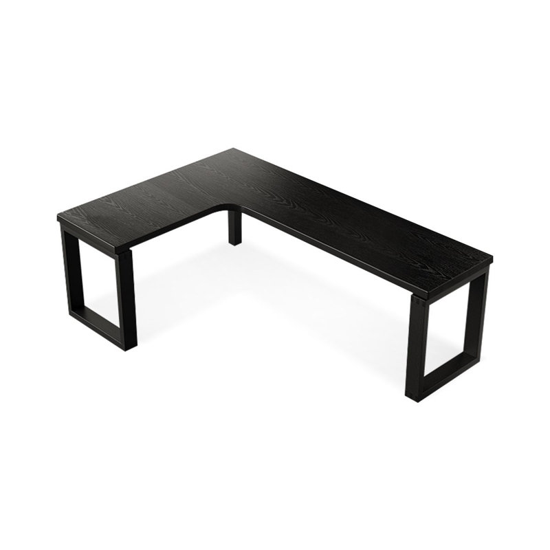 + Black L-Shaped Solid Wood desk, 29.53" H x 78.74" W x 55.12" D, Left Hand Return