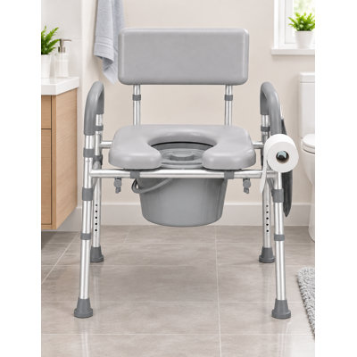 Toilette de chevet avec siège et dossier rembourrés