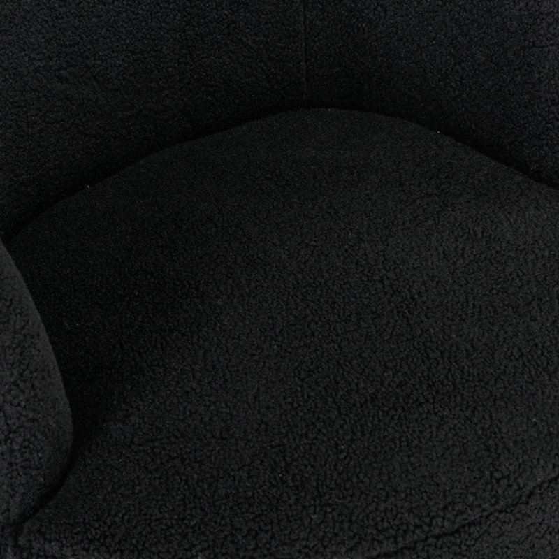 Swivel Accent Armchair Barrel Chair With Powder Coating Metal Ring, Black Wool