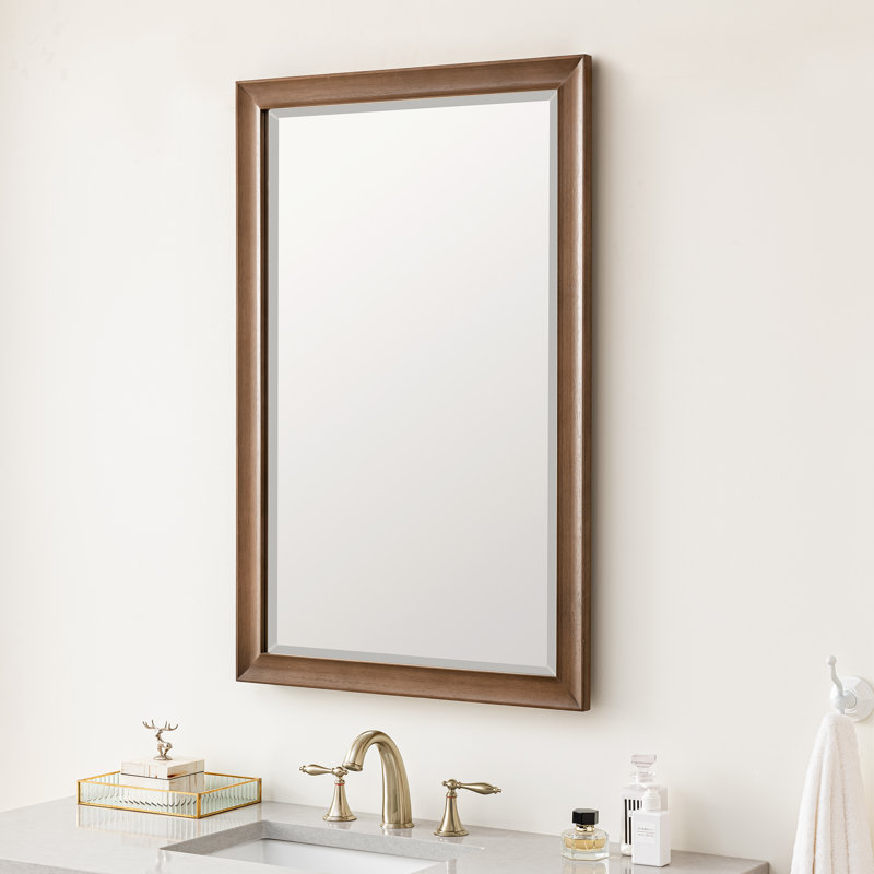 Glenbrooke Solid Wood Wall Mirror, Whitewashed Walnut, 38" x 26"
