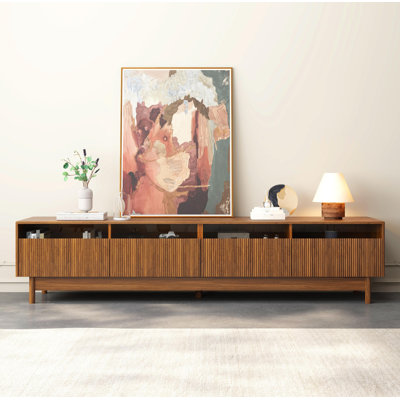Meuble télé 78 pouces pour salon - téléviseurs jusqu'à 85 pouces, meuble télé moderne avec tiroirs, console télé avec tiroirs en verre pour chambre à coucher, salon