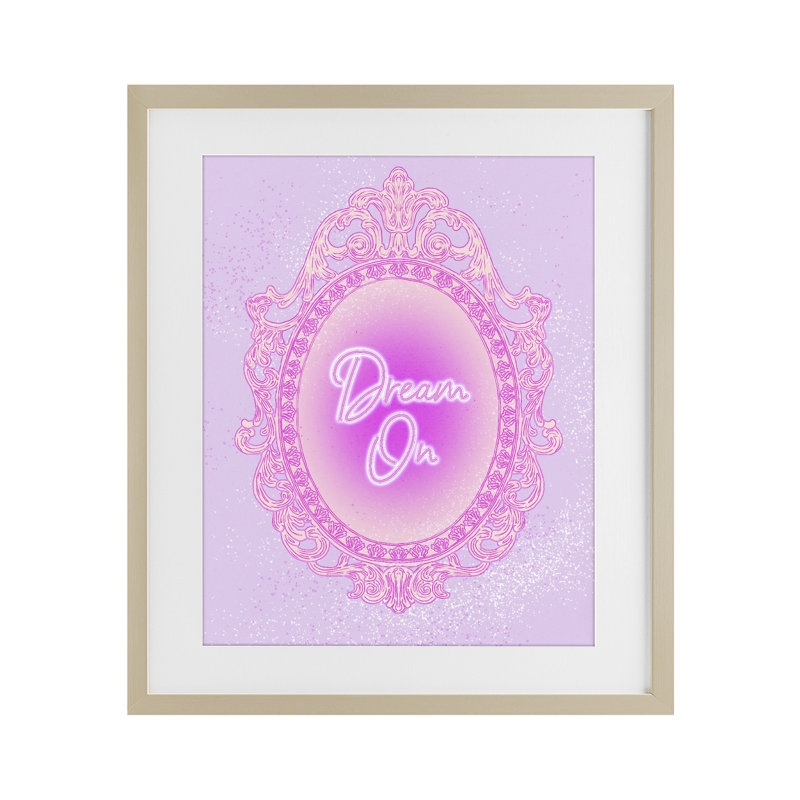 Dream On Ornate, reproduction encadrée de miroir sous verre, conception de Ziwei, 16 x 13, Harvest Pine Under Glass Framed