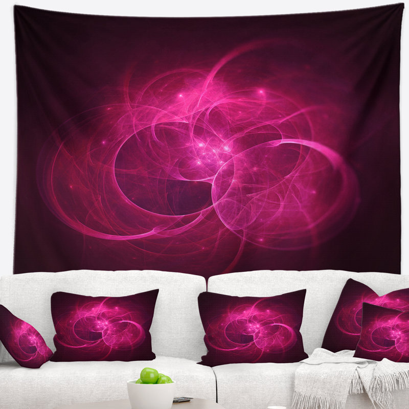 Tapisserie de cercles magenta brillant Abstract, H 50 po x l 60 po