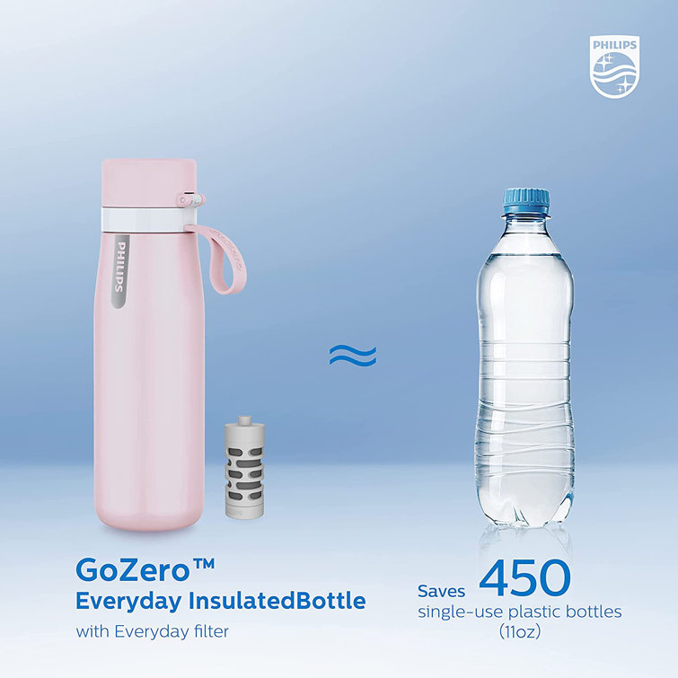 Philips GoZero Everyday Insulated Stainless-Steel Water Bottle with Filter, 32 oz, Navy Blue