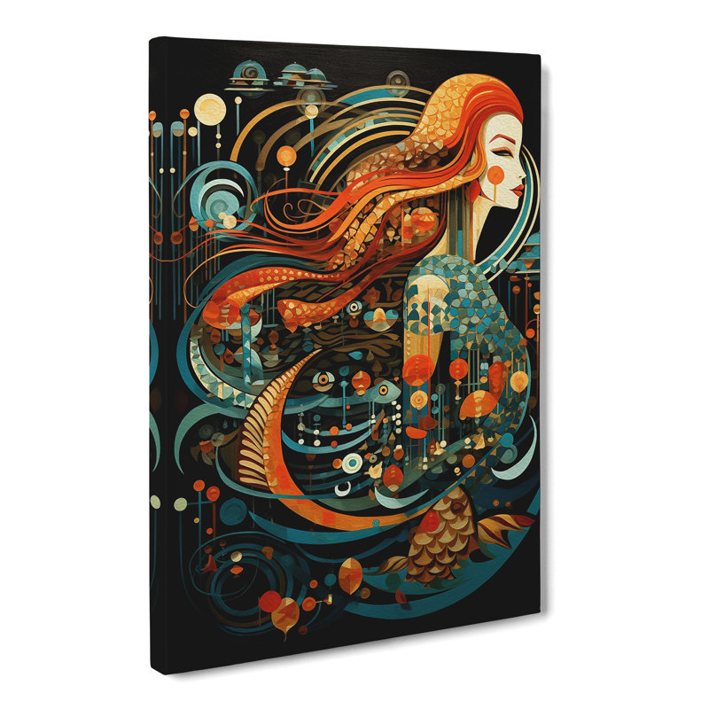 Mermaid Constructivism Art - Wrapped Canvas, 60cm H x 40cm W x 3cm D