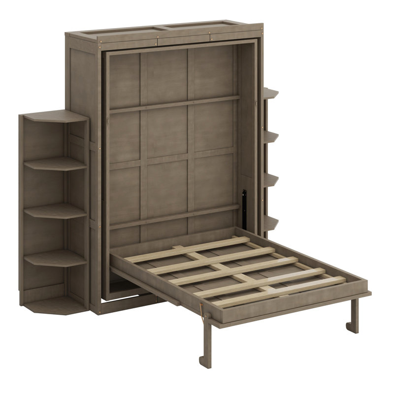 Lit escamotable avec armoire murale cachée, Gris