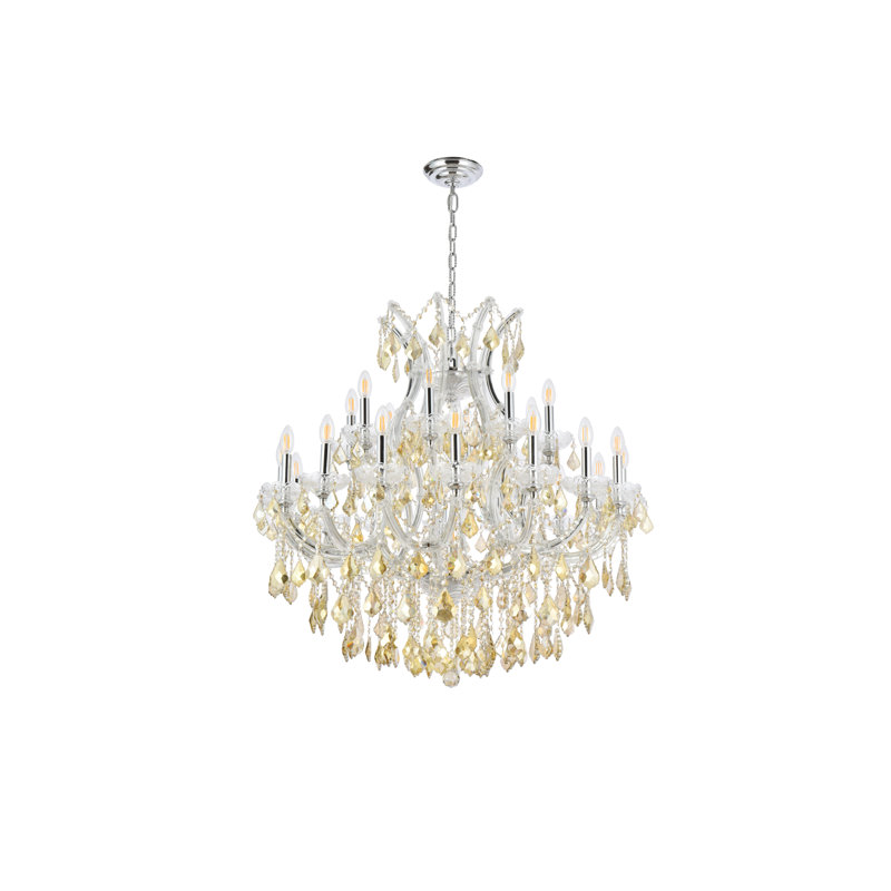 Stockard 24 - Light Chandelier, Royal Cut, Chrome, Golden Teak (Smoky)