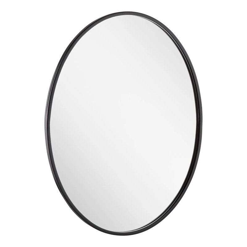 Amyr Oval Decorative Bathroom Vanity Mirror, Gloss Black