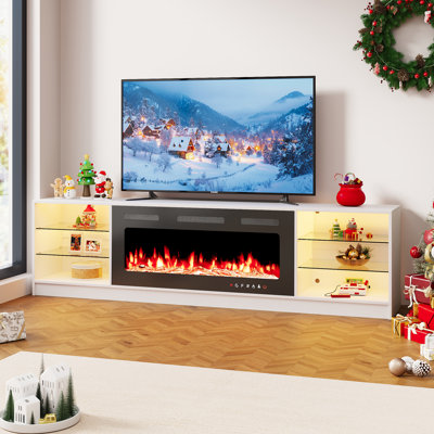 Jutin TV Stand for TVs up to 80" with Electric Fireplace Included
