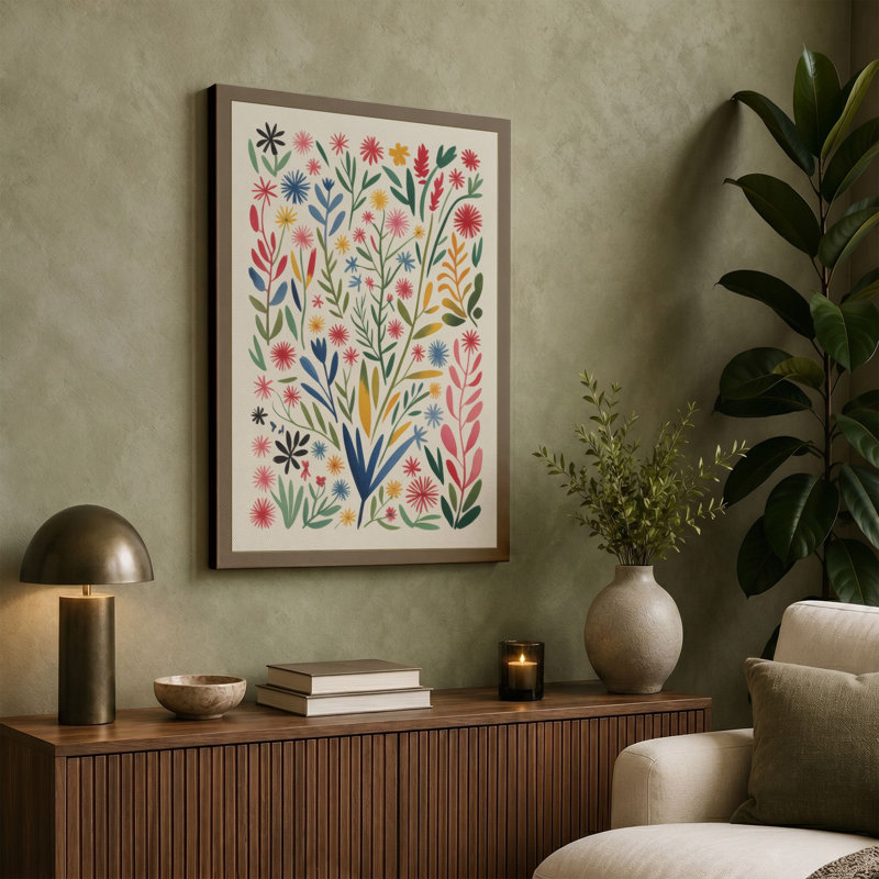 Study Botanical 1 Piece Wrapped Canvas Wall Art, 24x16 - 61.0 x 40.6 cm, Terracotta Border