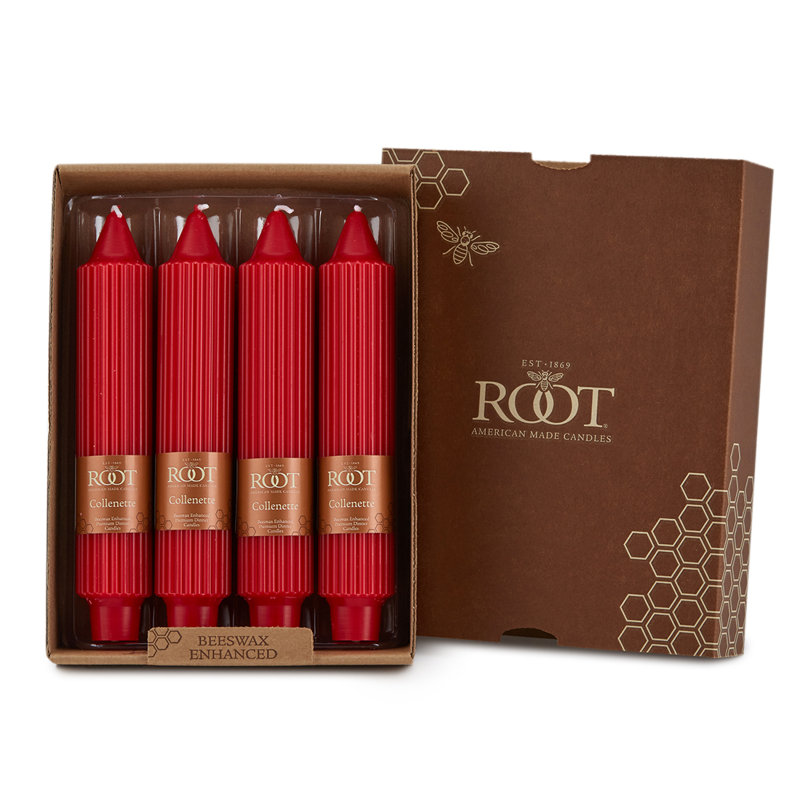 Bougie Grecian Collenette, H 7 po x l 1,25 po x P 1,25 po, Rouge