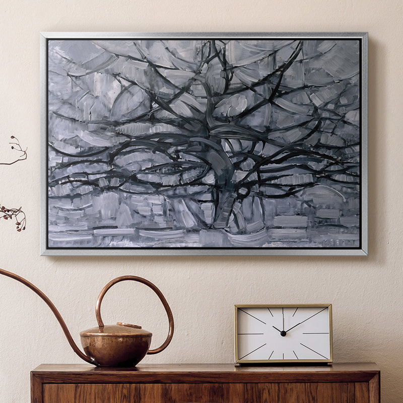 «The Grey Tree» par Piet Mondrian, toile tendue avec châssis, 16 x 24, Argent