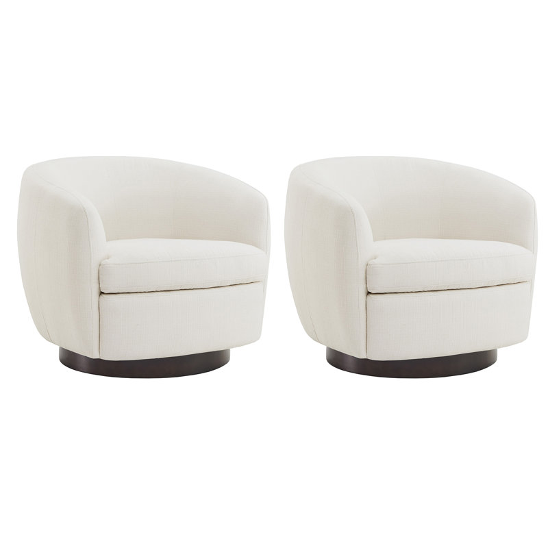 Fauteuil demi-tonneau pivotant rembourré Marcy, Coton Flannigan