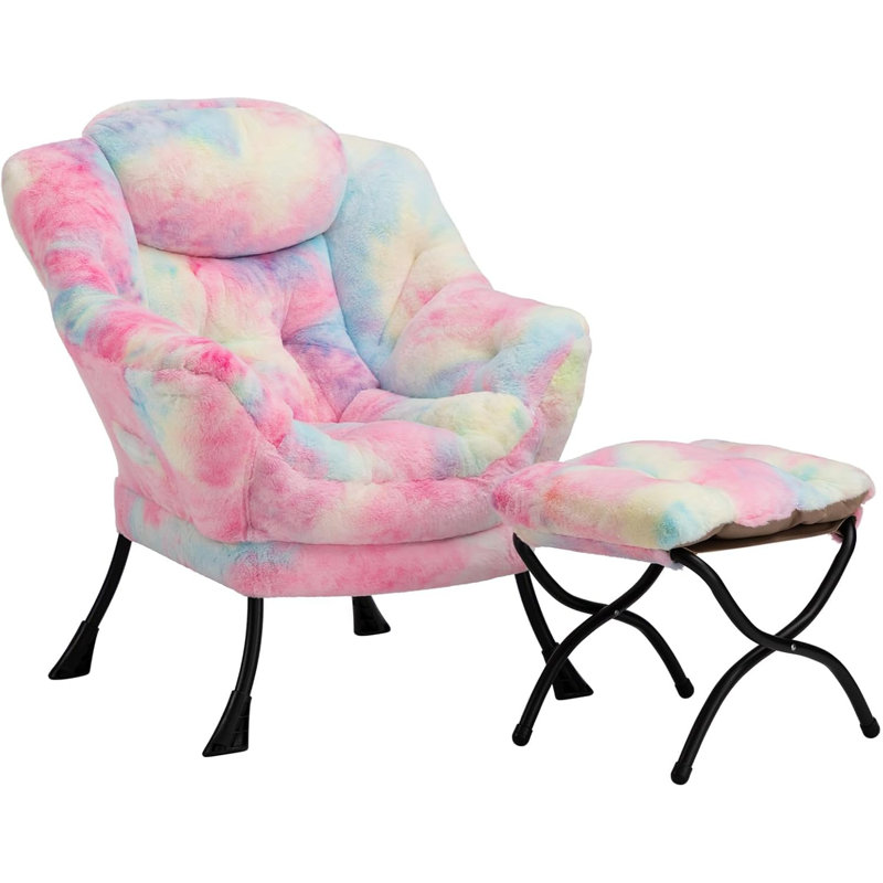 Armchair Accent Chair Lazy Chair with Footstool, Rainbow