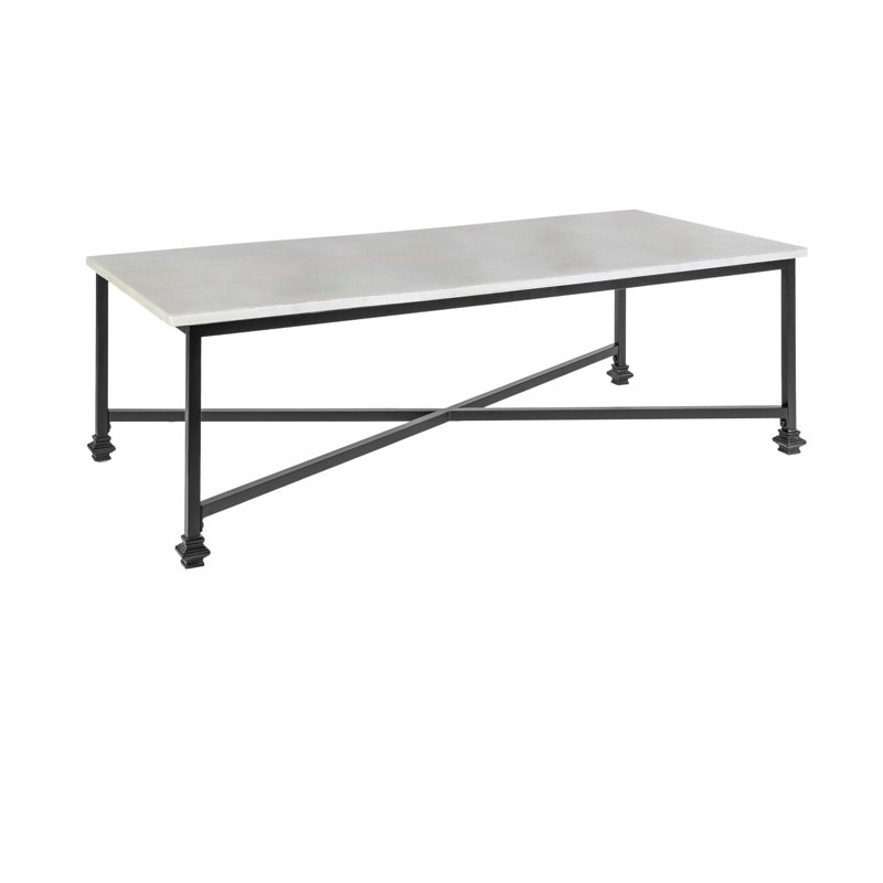 New York 4 Legs Coffee Table, Carrera Marble, Black, 18.5" H x 60" L x 30" W