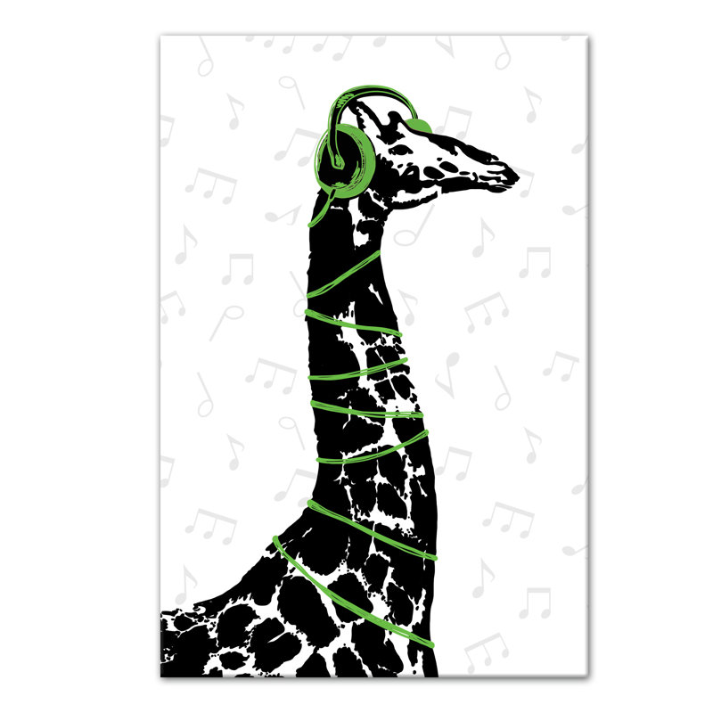 Girafe sur toile tendue, Vert, H 36 po x l 24 po x P 1,25 po