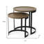 Ensemble de deux tables gigognes rondes en fer et en bois massif brun et noir