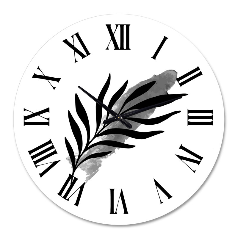 Abstrait tropical feuille I - horloge murale moderne, Grand