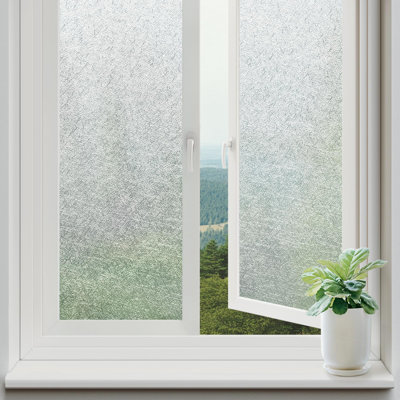 Window Privacy Film Frosted Glass Film, Decorative Cling UV Sun Blocking Decals, Frosting Window Clings For Home Bathroom Door Coverings